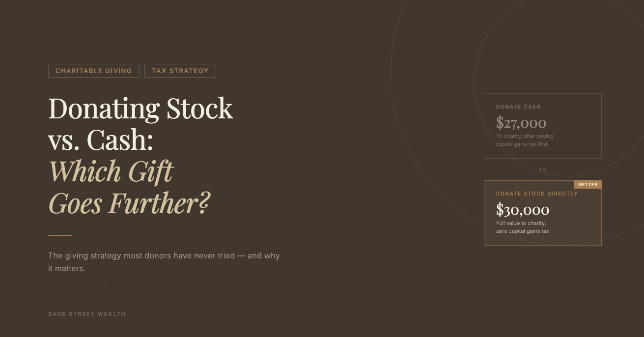donating appreciated stock vs cash charitable giving tax strategy sage street wealth