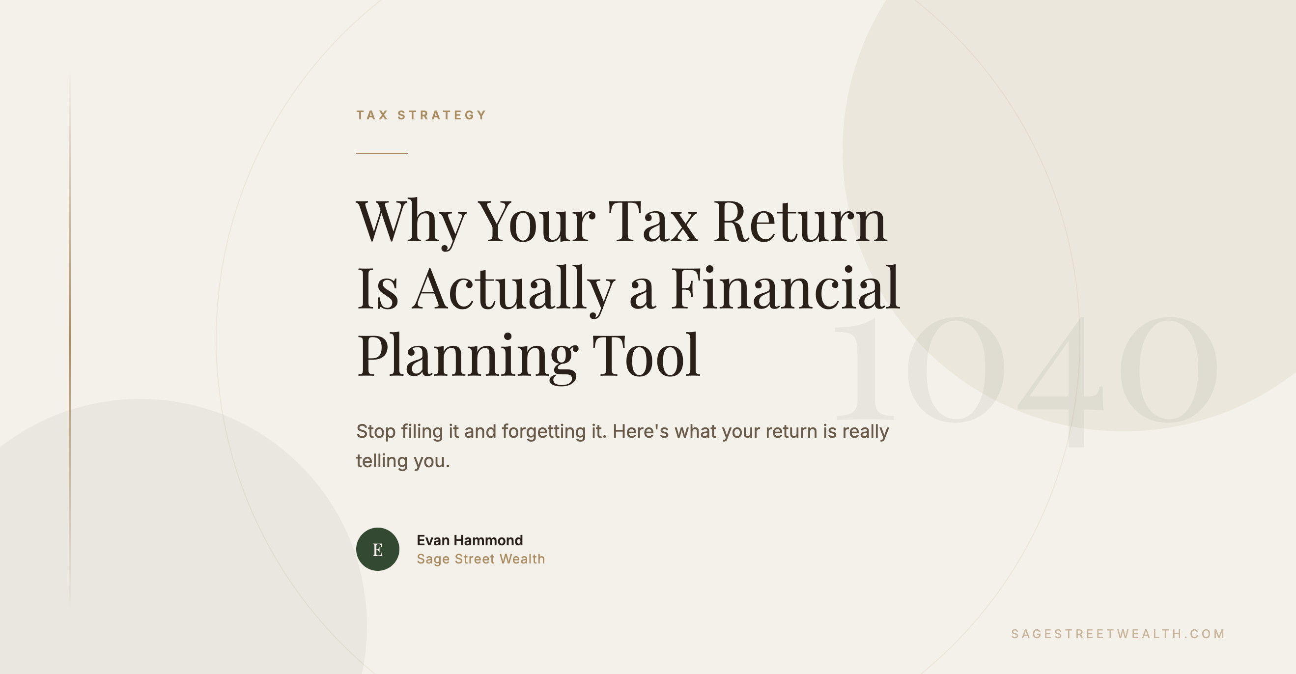 tax return financial planning tool sage street wealth