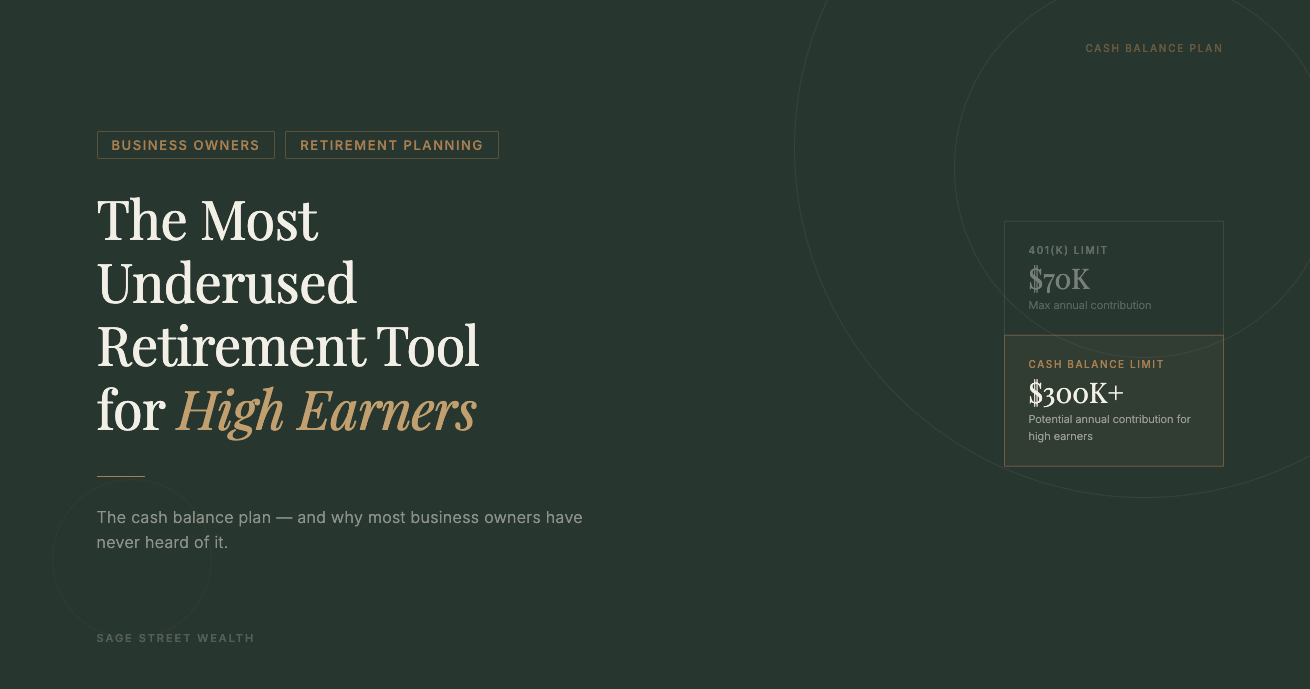 cash balance plan retirement planning business owners sage street wealth